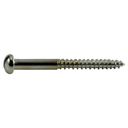 Wood Screw, #6, 1-1/2 In, Chrome Steel Round Head Slotted Drive, 40 PK